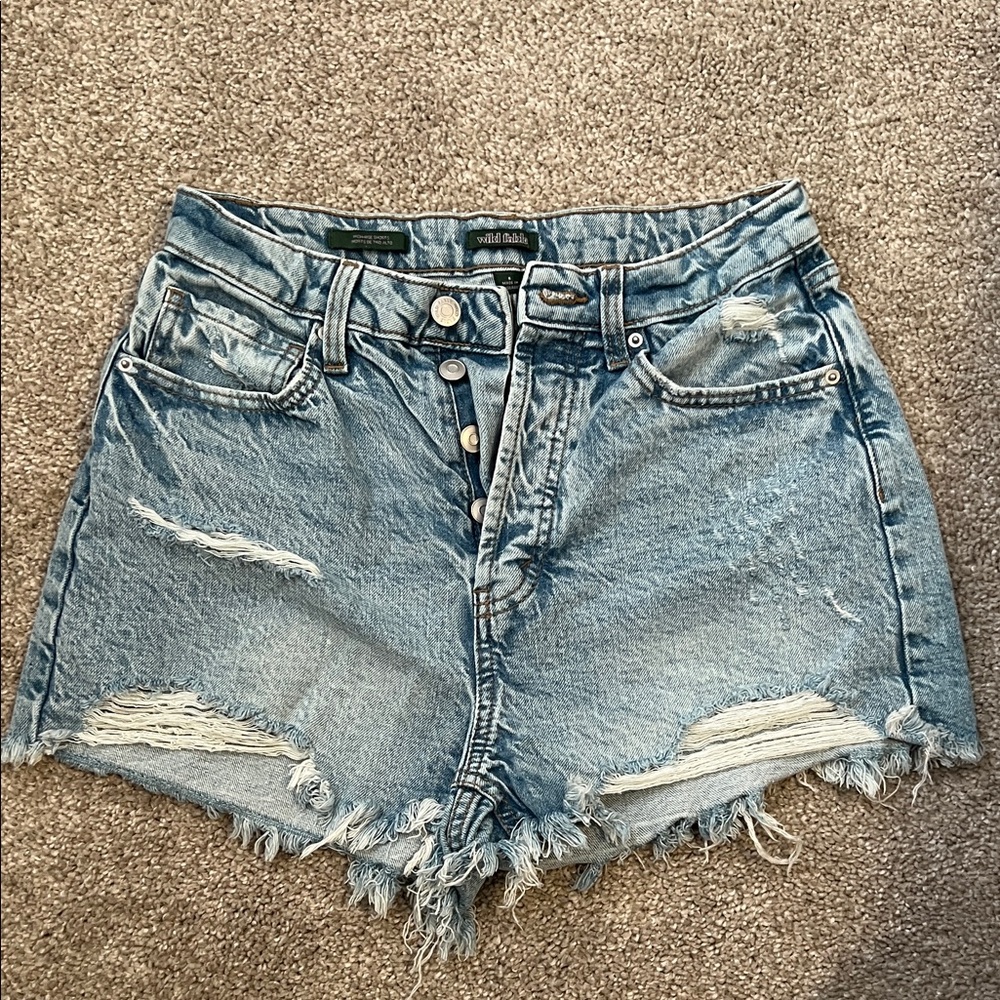 Wild fable High-Rise Distressed Denim Shorts - Light Blue